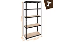 Skladový čierny regál – 5 políc, 220 × 100 × 45 cm