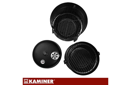 Záhradný gril s udírňou na drevené uhlie - 2 rošty, 8 háčikov