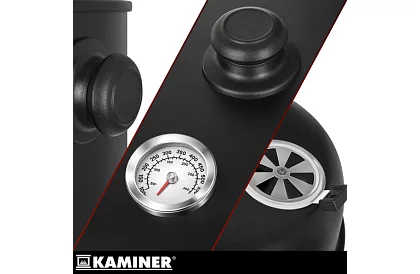 Záhradný gril s udírňou na drevené uhlie - 2 rošty, 8 háčikov