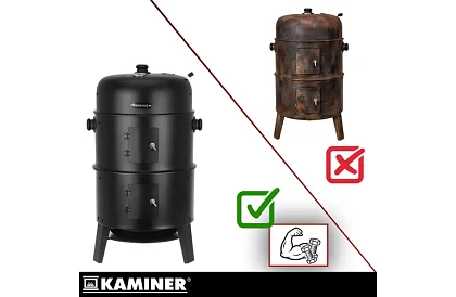 Záhradný gril s udírňou na drevené uhlie - 2 rošty, 8 háčikov