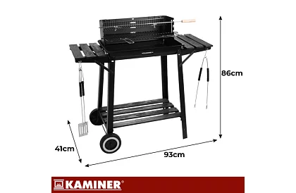 Záhradný gril na drevené uhlie s horným roštom na grilovanie