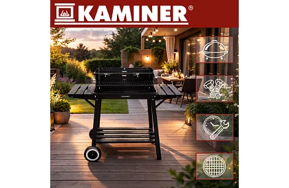 Záhradný gril na drevené uhlie s horným roštom na grilovanie