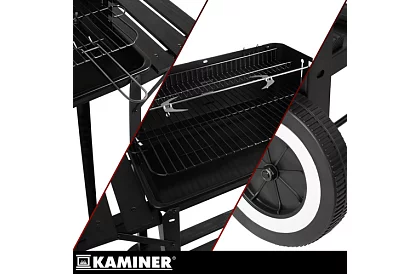 Záhradný gril na drevené uhlie s horným roštom na grilovanie