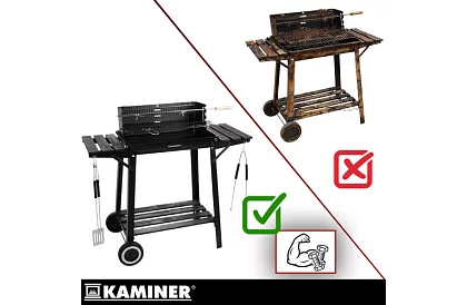 Záhradný gril na drevené uhlie s horným roštom na grilovanie