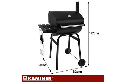 Záhradný gril s teplomerom na drevené uhlie + príslušenstvo