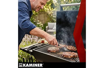 Záhradný gril s teplomerom na drevené uhlie + príslušenstvo