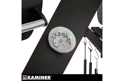 Záhradný gril s teplomerom na drevené uhlie + príslušenstvo