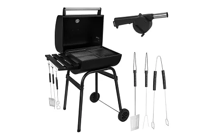 Záhradný gril s teplomerom na drevené uhlie + príslušenstvo