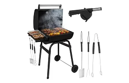 Záhradný gril s teplomerom na drevené uhlie + príslušenstvo