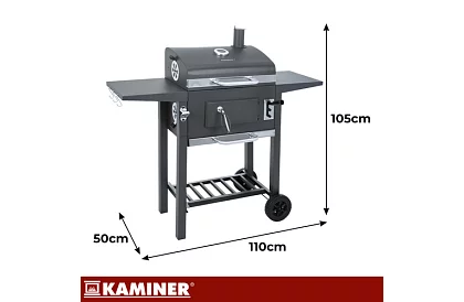 Záhradný gril s liatinovým roštom, krytom - na drevené uhlie