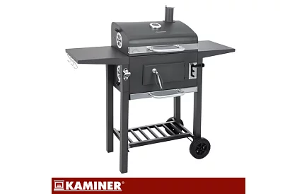 Záhradný gril s liatinovým roštom, krytom - na drevené uhlie