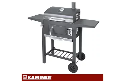 Záhradný gril s liatinovým roštom, krytom - na drevené uhlie