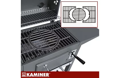 Záhradný gril s liatinovým roštom, krytom - na drevené uhlie