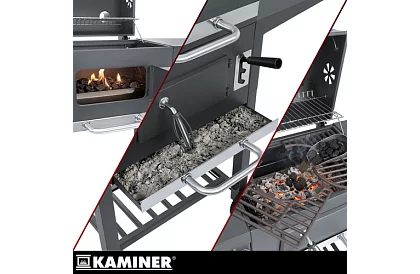 Záhradný gril s liatinovým roštom, krytom - na drevené uhlie