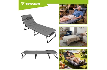 Skladacie záhradné ležadlo 192 × 68 × 28 cm – Šedé