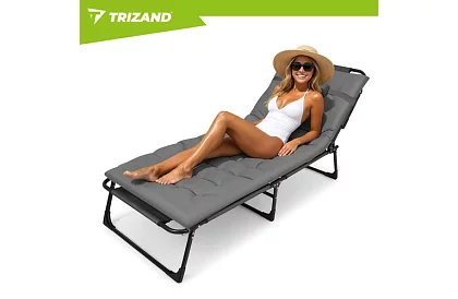 Skladacie záhradné ležadlo 192 × 68 × 28 cm – Šedé