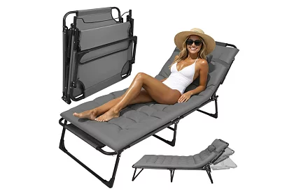 Skladacie záhradné ležadlo 192 × 68 × 28 cm – Šedé