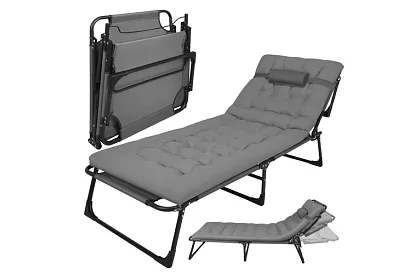 Skladacie záhradné ležadlo 192 × 68 × 28 cm – Šedé