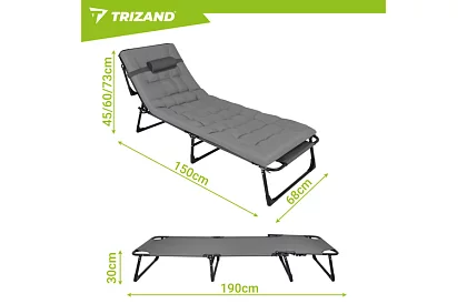 Skladacie záhradné ležadlo 192 × 68 × 28 cm – Šedé