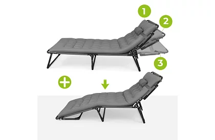 Skladacie záhradné ležadlo 192 × 68 × 28 cm – Šedé