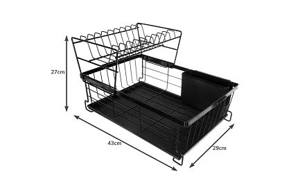 Odkapávač na riad – dvojúrovňový, čierny