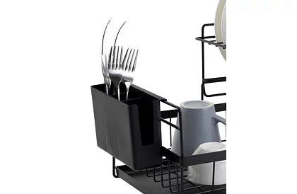 Odkapávač na riad – dvojúrovňový, čierny