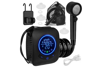 Kempingová sprcha s LCD a pumpou 8000 mAh – dobíjacia