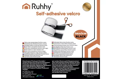 Samolepiaci suchý zips 5 x 500 cm – čierny