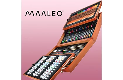 Výtvarná sada na maľovanie v drevenom puzdre – 177 kusov