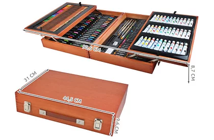 Výtvarná sada na maľovanie v drevenom puzdre – 177 kusov