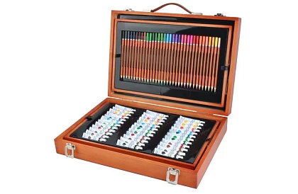 Výtvarná sada na maľovanie v drevenom puzdre – 177 kusov