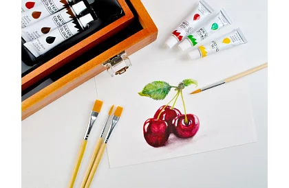 Výtvarná sada na maľovanie v drevenom puzdre – 177 kusov