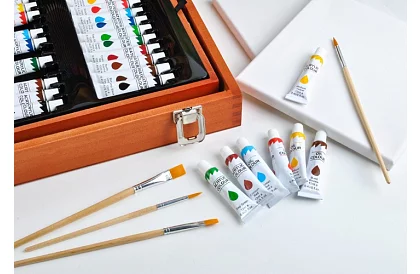 Výtvarná sada na maľovanie v drevenom puzdre – 177 kusov