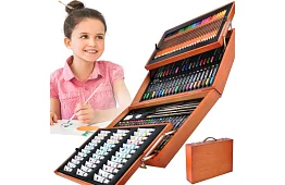 Výtvarná sada na maľovanie v drevenom puzdre – 177 kusov