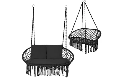 Záhradná dvojmiestna čierna hojdačka Stork's Nest + vankúše