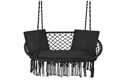 Záhradná dvojmiestna čierna hojdačka Stork's Nest + vankúše