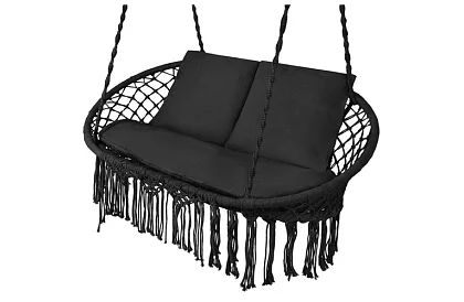 Záhradná dvojmiestna čierna hojdačka Stork's Nest + vankúše