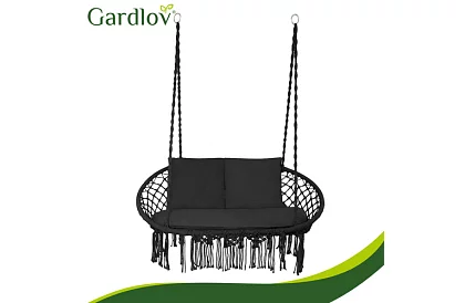Záhradná dvojmiestna čierna hojdačka Stork's Nest + vankúše