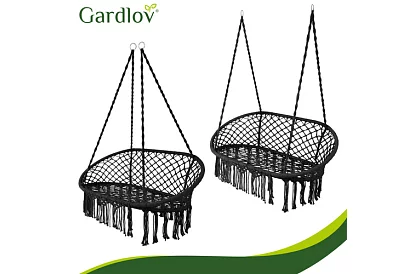 Záhradná dvojmiestna čierna hojdačka Stork's Nest + vankúše