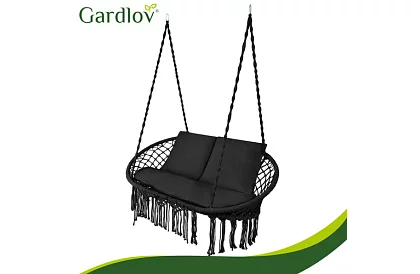 Záhradná dvojmiestna čierna hojdačka Stork's Nest + vankúše