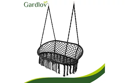 Záhradná dvojmiestna čierna hojdačka Stork's Nest + vankúše