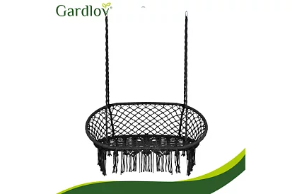 Záhradná dvojmiestna čierna hojdačka Stork's Nest + vankúše