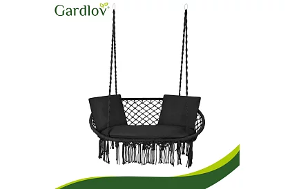 Záhradná dvojmiestna čierna hojdačka Stork's Nest + vankúše