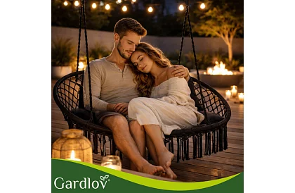 Záhradná dvojmiestna čierna hojdačka Stork's Nest + vankúše