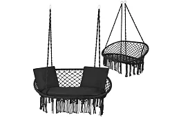 Záhradná dvojmiestna čierna hojdačka Stork's Nest + vankúše