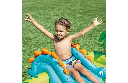 Nafukovacie vodné ihrisko so šmykľavkou 191 x 152 x 58 cm – Dinosaurus I57166