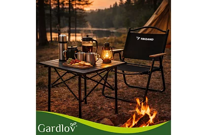 Skladací čierny záhradný stôl – stôl na balkón, terasu