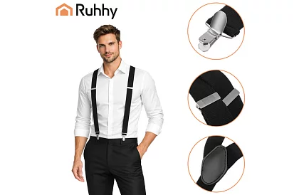 Pánske elastické kšandy – čierne šle široké 3,5 cm