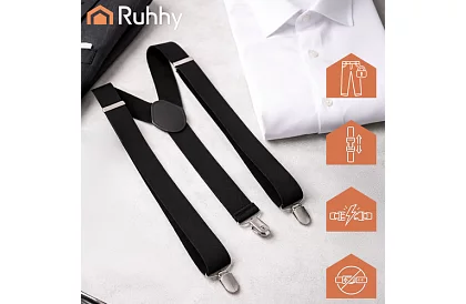 Pánske elastické kšandy – čierne šle široké 3,5 cm