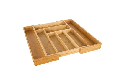 Bambusový organizér do zásuviek – nastaviteľný príborník